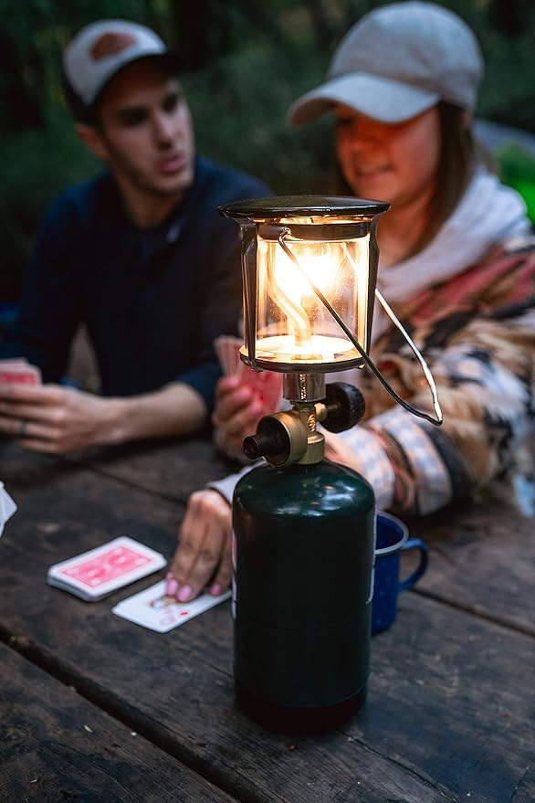 Stansport Propane Mantel Lantern – Outdoor Light with Adjustable Brightness, Carry Handle, Ventilated Hood, High-Output, Portable, for Emergency, Backpacking, Camping – Mantels Included