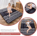 MAXYOYO Japanese Floor Futon Mattress - Thicken Sleeping Pad, Roll Up Floor Lounger Bed, Camping and Guest Room Pad, Thick Soft and Comfortable, Black Stripe, Queen Size