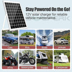 SOLPERK Solar Panel Kit 10W 12V, Waterproof Solar Battery Trickle Charger Maintainer + Smart MPPT Controller + Adjustable Mount Bracket for Boat Car RV Motorcycle Marine Automotive