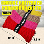 VVAAGG 1000 Red Paracord 200FT Utility Parachute Cord 4mm Nylon String12 Strand Nylon Camping Rope, Tent Rope, Clothsline Rope for Survival & Camping Gear (Red, 200FT)