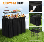 VINGLI Portable Cooler Table with Extra Storage Shelf, Alloy Steel, Black, Picetable Model