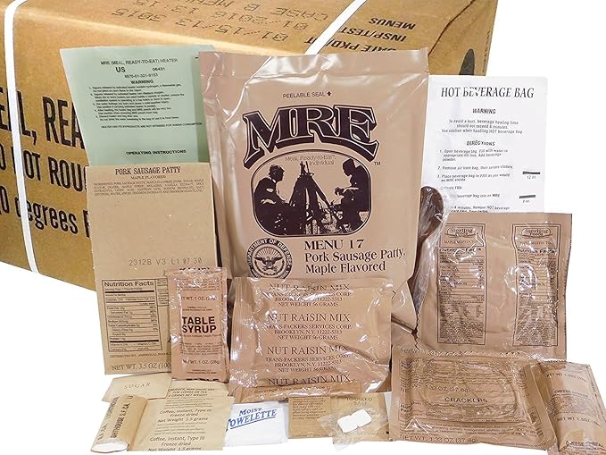 MRE 2019 Inspection Date Case, 12 Meals with 2019 Inspection Date, 2016 Pack Date. Military Surplus Meal Ready to Eat. (A-Case)