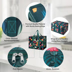 BALEINE 2PK Insulated Reusable Grocery Bags, Collapsible Cooler Bag for Groceries, Heavy Duty Large Insulated Bag (16''x9''x13'', Blossom Season)