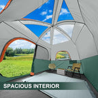CAMPROS CP Upgraded 6/8 Person Camping Tents, Waterproof Windproof Family Tent with Larger Mesh Windows & Door, Double Layer, Easy Set Up, All-Season Dome Tent with Top Rainfly & Carry Bag