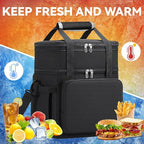 Lunch Box for Men Women, Large Expandable Insulated Lunch Bag, Double Deck Leakproof Cooler Bag for Adults Work Office Outdoor Beach Trips, Black 16L