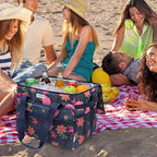 Soft Cooler Bag Floral 40 Cans, Collapsible Insulated Large Lunch Bag for Women, Portable Storage for Camping Travel Picnic BBQ Beach