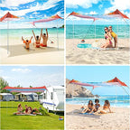 Beach Tent, Beach Canopy Sun Shade Sail UPF 50+, Portable 10×10 FT Camping Sun Shelter with Sandbags, Poles, Ground Pegs and Anti-Wind Ropes for Outdoor, Backyard, Picnics, Sport, Fishing