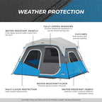CORE Instant Cabin Tents with LED Lights | 6 Person / 9 Person / 12 Person Family Multi Room Lighted Pop Up Tents for Camping | Included Storage Pockets for Camping Accessories