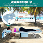 DoCred 3 in 1 Sun Tanning Chair Oversized with Face Arm Hole, Heavy Duty Folding Chaise Lounge Chairs, 5-Position Outdoor Lounge Chair for Beach, Pool, Lawn, Yard, Patio