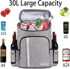 FORICH Backpack Cooler Leakproof Insulated Waterproof Backpack Cooler Bag, Lightweight Soft Beach Cooler Backpack for Men Women to Work Lunch Picnics Camping Hiking, 30 Cans