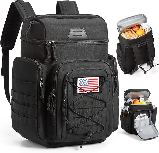 TOURIT 30L (42 Cans) Tactical Cooler Backpack – Military-Grade Insulated Back Pack with 16H Ice Retention, Leakproof Multi-Pocket Cooler Bag for Camping & Hiking, Featuring DIY Hook & Loop Panel