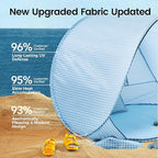 Tiny Land Baby Beach Tent – Pop Up Baby Tent with UV Protection, Portable Baby Beach Essentials, 35.4"x27.6"x31.5" Sun Shelter for Infants, Baby Summer Outdoor Use (Light Blue Gingham)