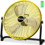20'' Portable Battery Operated Fan, Cordless Camping Floor Fan Outdoor, Long Lasting Rechargeable Battery Powered Fan, 360° Tilt, USB Output, Wireless, for Home Gazebo Greenhouse Outside Gym