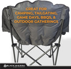 Black Sierra Oversized Camping Chair for Adults – 400 lb Heavy Duty Folding Chair with Cup Holders & Carry Bag