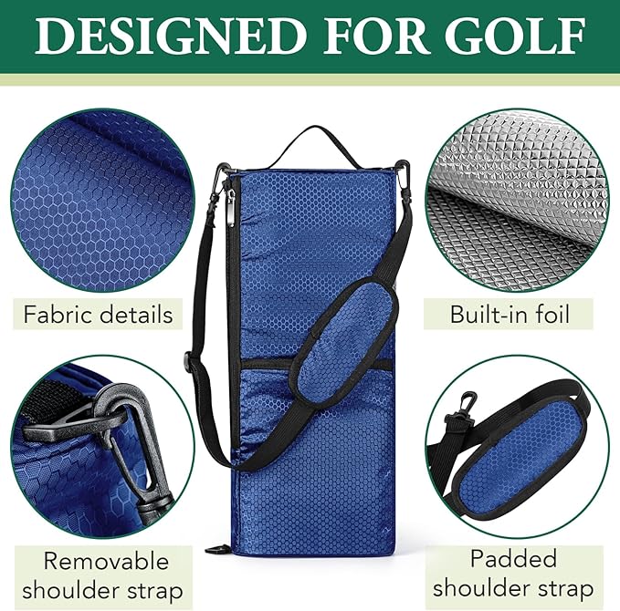 Golf Cooler Bag Golf Cooler Sleeve - Holds 6 Beer Cans or 2 Wine Bottles Cold Golf Accessories Gifts for Men Dad Husband, Insulated Beer Cooler for Golfing, Beach Days, Picnic