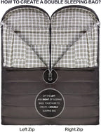 Cold Weather Sleeping Bag 100% Cotton Flannel XXL for Adults Big and Tall,Free Compression Sack