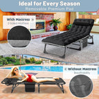 Slsy Sleeping Cots for Adults, 5-Position Folding Chaise Lounge Chairs Outdoor, Portable Folding Bed Cot Lounge Chair for Beach Lawn Camping Pool Sun Tanning