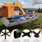 Northroad Camping Cot with Thick Mattress,Quick Set-Up Sleeping Cots Bed with Side Pocket for Outdoor Camping, Office Nap, Home Garden, Beach, Travel, Grey