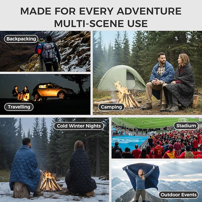 ATEPA Wearable Sleeping Bag, Recycled Warm Winter Camping Blanket Wearable Poncho for Outdoor, Stadium Sports Women Men