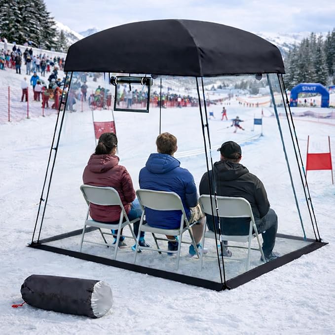 Sports Tent, Portable Sports Tent Shelter Fits 2-4 Persons,6.3FT Height Clear Bubble Tents for Sports Games and Camping,Providing Shelter from Wind and Rain (Black)