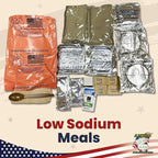 Humanitarian Daily Ration MRE Case – 5 US FEMA Emergency rations MRE Varieties - Low Sodium Pre cooked w/Entree, Side Dishes for Hunting, Camping & More, 10 pack, Inspection Date 1/2024 or Better.
