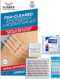 Clozex Emergency Laceration Kit - Repair Wounds Without Stitches, Skin Closure Device for a Wound Up to 1 1/2 Inches Length. Complete Kit to Clean, Close, & Cover Wounds