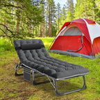 LILYPELLE Lounge Chair with Mattress, Heavy Duty Outside Lounge Chair Outdoor Portable Folding Lounge Chairs Sleeping Cots Bed for Camping, Pool, Beach, Patio