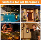 (New) 2 Pack Solar Lanterns Lights, Solar Lights Outdoor with Flickering Flame, 4 Modes Waterproof Hanging Lantern Decorative, Solar Powered Lanterns for Yard Patio Proch Tree Garden Decor