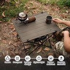 ONETIGRIS Foldable Camping Table, Lightweight Portable Table Sturdy & Quick Setup, Holds Up to 66 lbs, Perfect for Camping, Hiking, Backpacking, Picnic, Beach, Travel