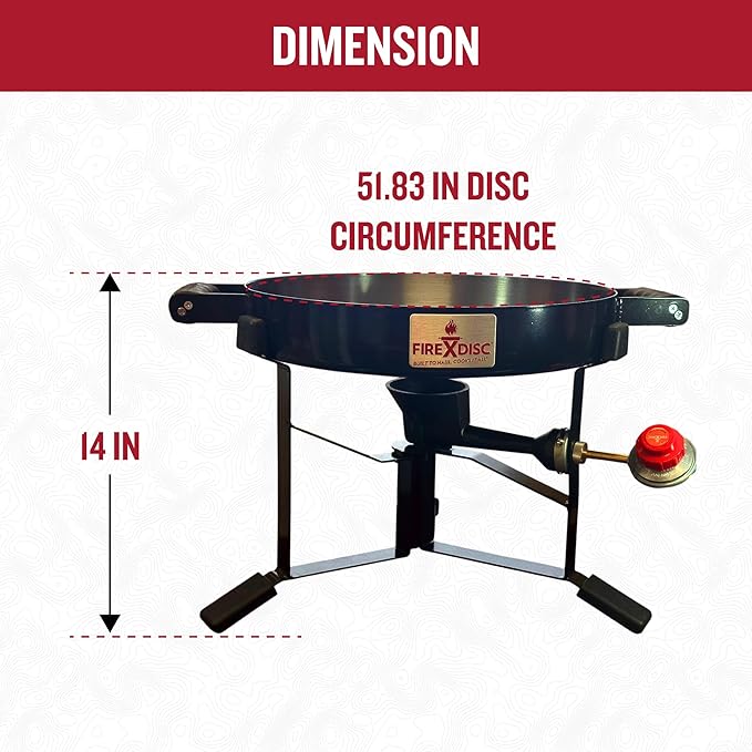 FIREDISC 215 Limited Edition Ultra Portable Tabletop Propane Cooker in Jet Black TCGFD215B, 16.5-in. Plow Disc Camping Stove is an Ideal Portable Stove, Tailgate Grill, Propane Outdoor Cooking