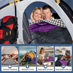 Double Sleeping Bag for Adults Machine Washable 2 Person Camping Sleeping Bag Queen Size Waterproof with Compression Sack for Cold Weather 3-4 Seasons