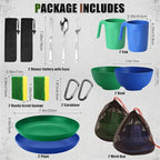 Scout Camping Mess Kit for Person Boy Scout Dishes Set Girl Scout Mess Kit with Mesh Bag Reusable Light Weight Eating Utensils Plastic Camping Cutlery Set for Travel Camp