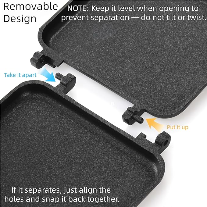 Hot Sandwich Maker, Grilled Sandwich Toaster for Small Bread Pancake, Double Sided Non-Stick Frying Pan, Stovetop Sandwich Grill Press Flip Pan for Camping Kitchen (Inside 5.4" L x 4.7" W)