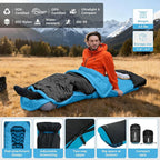 ATEPA Down Sleeping Bag for Adults, Recycled Ultralight 35°F 40°F 45°F 50°F 650FP / 700FP 3 Season Compact Sleeping Bags with Compression Sack for Backpacking Camping Hiking, Can Be Attached to Pad