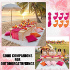 91 x 71 Extra Large Outdoor Boho Picnic Blanket with Tequila Table Runner, 6 Throw Pillow Covers 6 Napkins Woven Cotton Yarn Oversize Beach Blanket Washable Picnic Camp Wedding