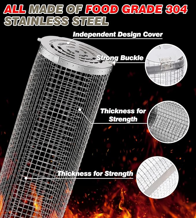 Outdoor Grilling Baskets Grill Bbq Equipment Tools Set Camping Camper Campfire Barbecue Cooking Utensils Kit Picnic Cookware Accessories Necessities Essentials Gear Stuff Must Have Gadget Needs Things