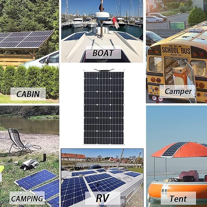 Solar Panel, Flexible Solar Module 300W/600W, 18 V Solar modules Semi-Flexible Mono Solar modules, for Off-Grid Applications at Home, Camping, car, Mobile Home, Boat,300W