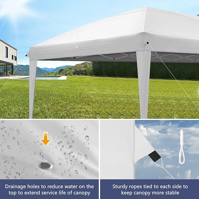 Outvita 10x20ft Pop Up Canopy Tent, Outdoor Instant Shelter Folding Canopy with Carry Bag for Commercial Events, Party, Backyard BBQ, Camping White