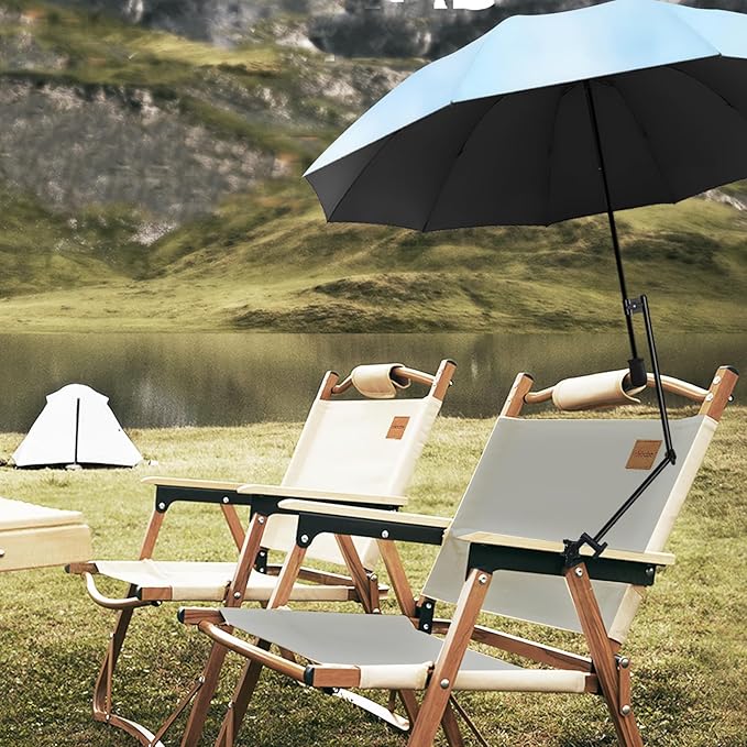 UPF 50+ UV Protection Beach Umbrella with Adjustable Universal Clamp