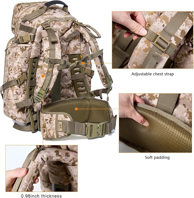 MT Military 3Day Rucksack with External Frame MOLLE Army Medium Ruck, Assault Backpack
