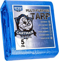 CARTMAN Finished Size 10x12 Feet Blue Poly Tarp 5 Mil Thick, Multipurpose Protective Cover for Camping, Tent, Boat, RV, Car