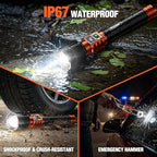 Wdtpro Rechargeable LED Flashlights High Lumens, Super Bright 90,000LM Rechargeable Flashlight with LCD Display, 5 Modes & Waterproof Powerful 10000mAh Handheld Flashlight for Camping Emergency Orange
