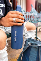 LifeStraw Go Series – Insulated Stainless Steel Water Filter Bottle for Travel and Everyday Use, Removes Bacteria, Parasites and Microplastics, Improves Taste, 24oz Orchid Pink