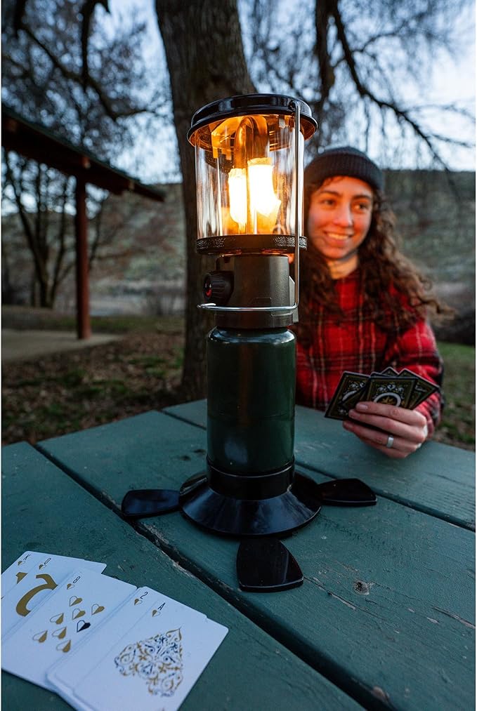 Stansport Propane Mantel Lantern – Outdoor Light with Adjustable Brightness, Carry Handle, Ventilated Hood, High-Output, Portable, for Emergency, Backpacking, Camping – Mantels Included