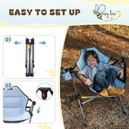 BusyBee Hammock Camping Chairs for Kids, Folding Kids Chair with Stand, Child Camping Gear, Hammock Swing Chair with Cup Holder & Carrying Bag for Outdoor, Lawn, Hiking, Indoor, Supports 125 LBS, Blue