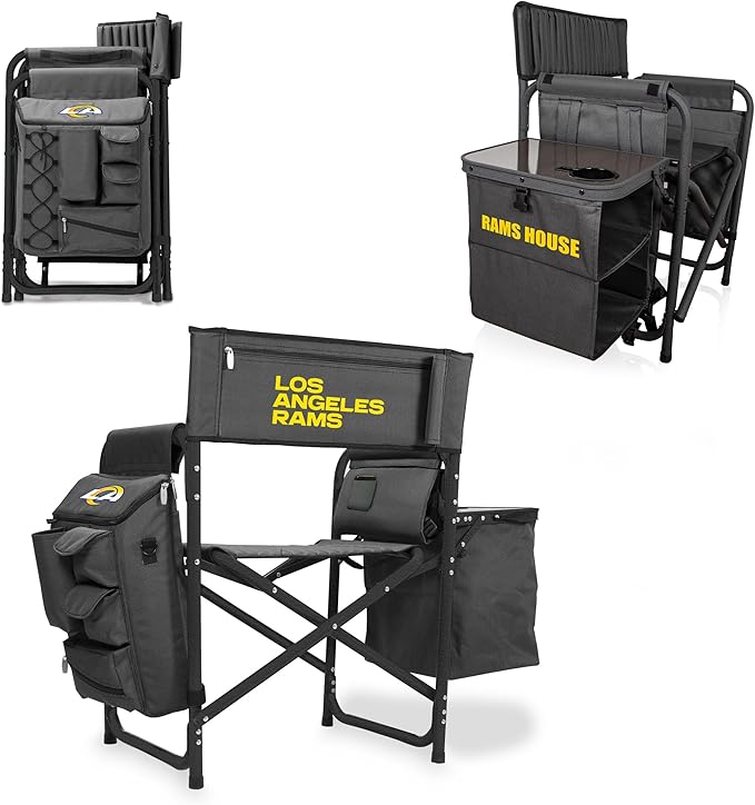 Picnic TIME NFL Unisex-Adult NFL Fusion Camping Chair with Side Table and Soft Cooler, Beach Chair for Adults, Lawn Chair