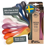 Light My Fire Spork Original 10-Pack 3-in-1 Camping Spoon Fork Knife Combo Reusable Travel & Camping Utensils Lunch Spork Outdoor Backpacking Hiking Picnic Utensil BPA Free