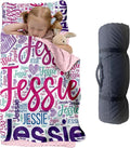Personalized Toddler Nap Mat for Preschool, Custom Name Kids Sleeping Bag for Daycare, Kindergarten Roll Up Sleeping Mat with Removable Pillow and Soft Blanket, Fun Themes for Boys & Girls