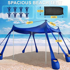 Beach Tent Sun Shelter UPF 50+,10x10 FT Beach Canopy Tent Sun Shade,Pop Up Beach Canopy with 8 Sandbags,Outdoor Beach Shade for Camping Trips, Fishing, Backyard Fun Picnics (Navy Blue)