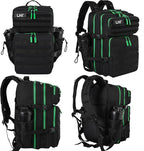 LHI Military Tactical Backpack for Men and Women 45L Army 3 Days Assault Pack Bag Large Rucksack with Molle System - Black with green zipper